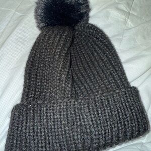 Steve Madden Cozy Black Knit Beanie with Pom Pom